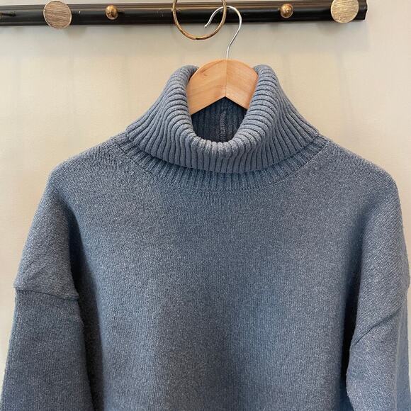 Urban Daizy Oversized Turtleneck Sweater Dress | Soft Knit, Heather Blue, Small - Picture 4 of 7